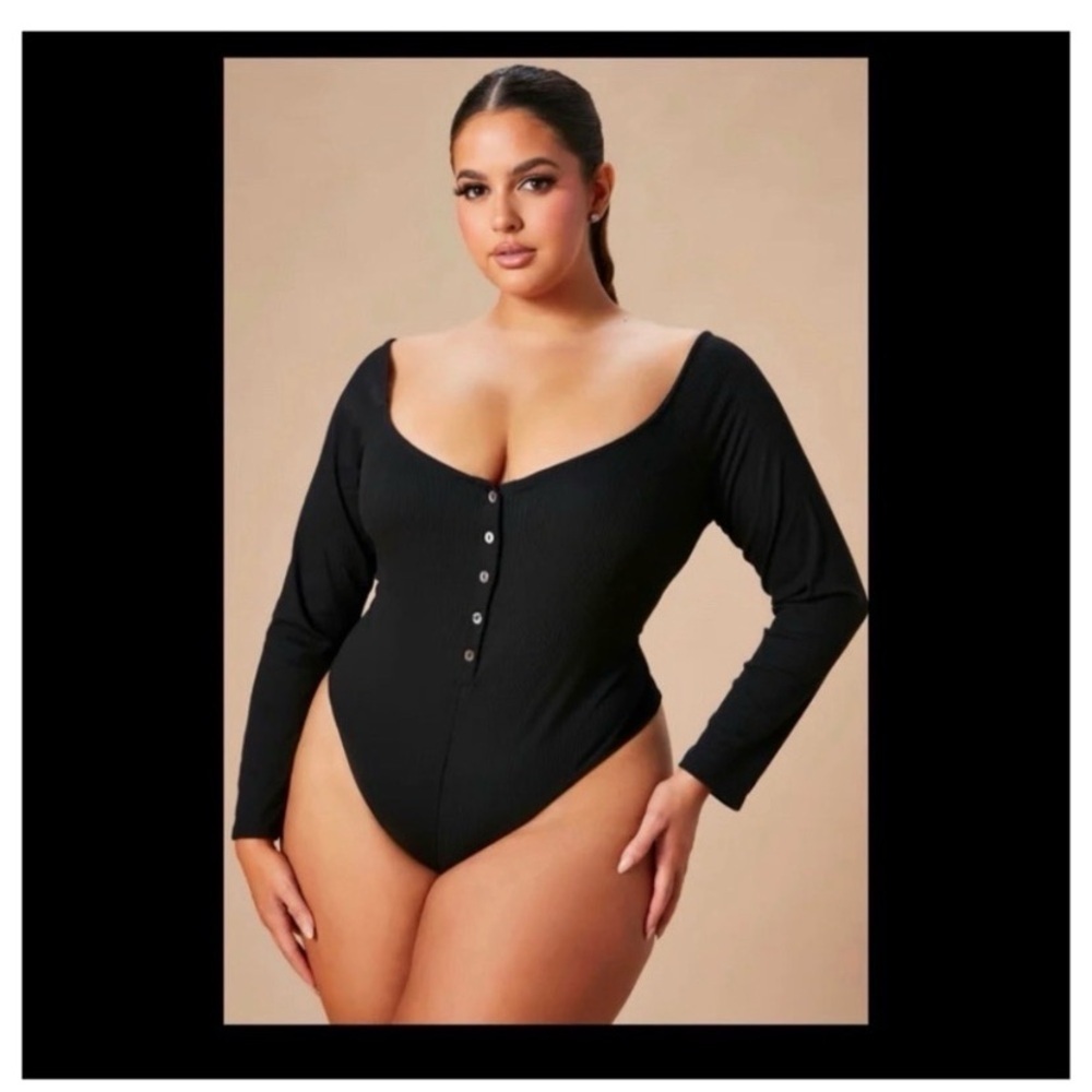 FASHION NOVA Black Ribbed Bodysuit - Picture 2 of 10